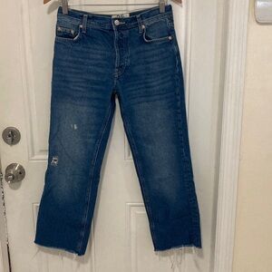 Free people raw hem cropped straight leg jeans